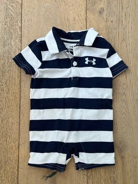 Under Armour Baby 3-6 months Boy Romper Striped Blue White Summer Golf Tennis